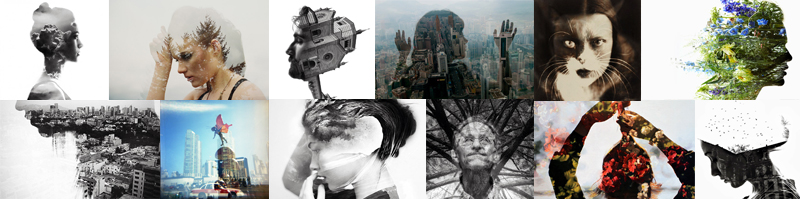 Artistic black and white and color double exposure images taken by famous world photographers