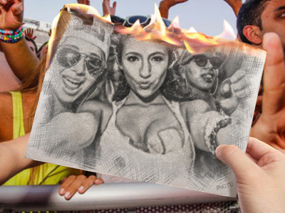 Photo to burning sketch effect to make tough and blazing art