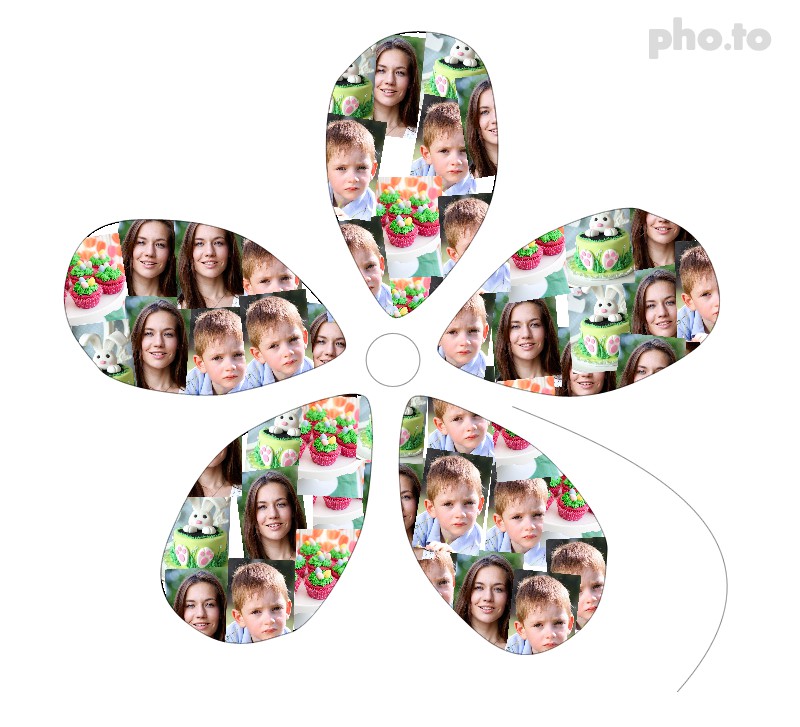 Make an Easter collage in the form of a flower from holiday photos