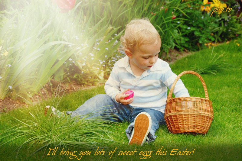 Add sun rays to Easter hunt photos and send them to your granny as Easter cards