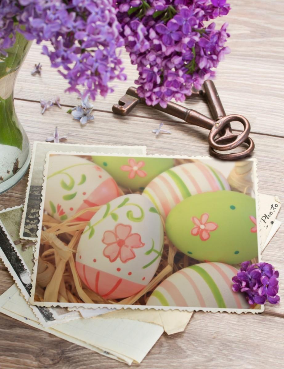 An Easter greeting card showing holiday still-life