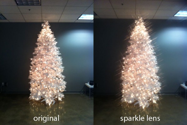 Photo of a Christmas tree taken with Jelly Spark Lenses to acquire an artistic bokeh effect