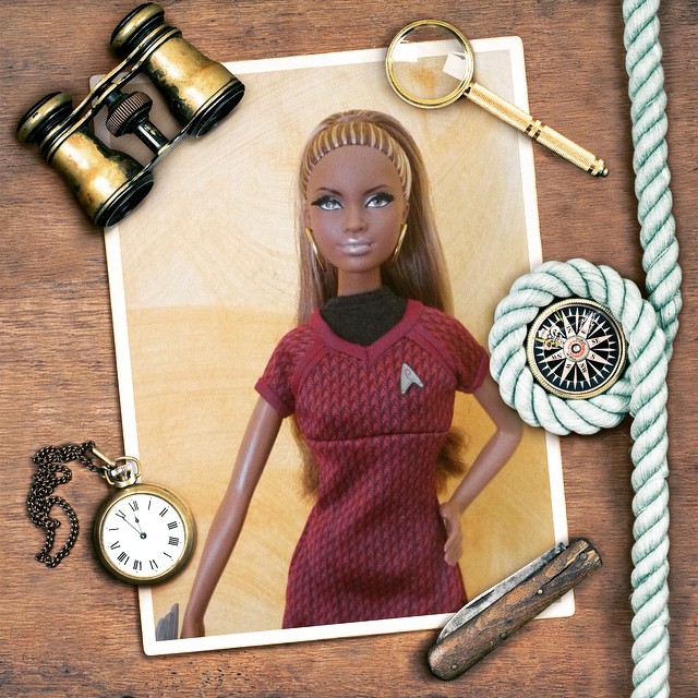 Photo of a Barby doll placed into the marine photo frame