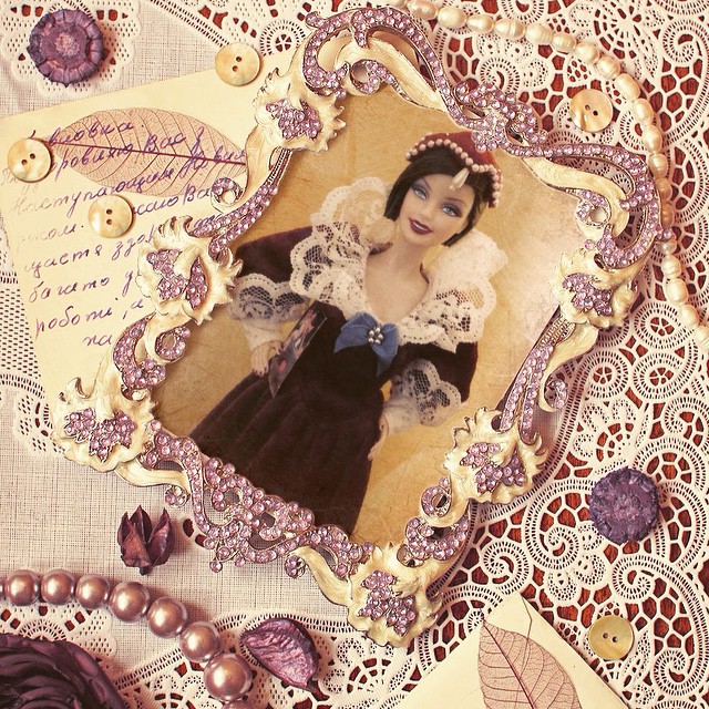 Vintage photo frame with beautiful adornments