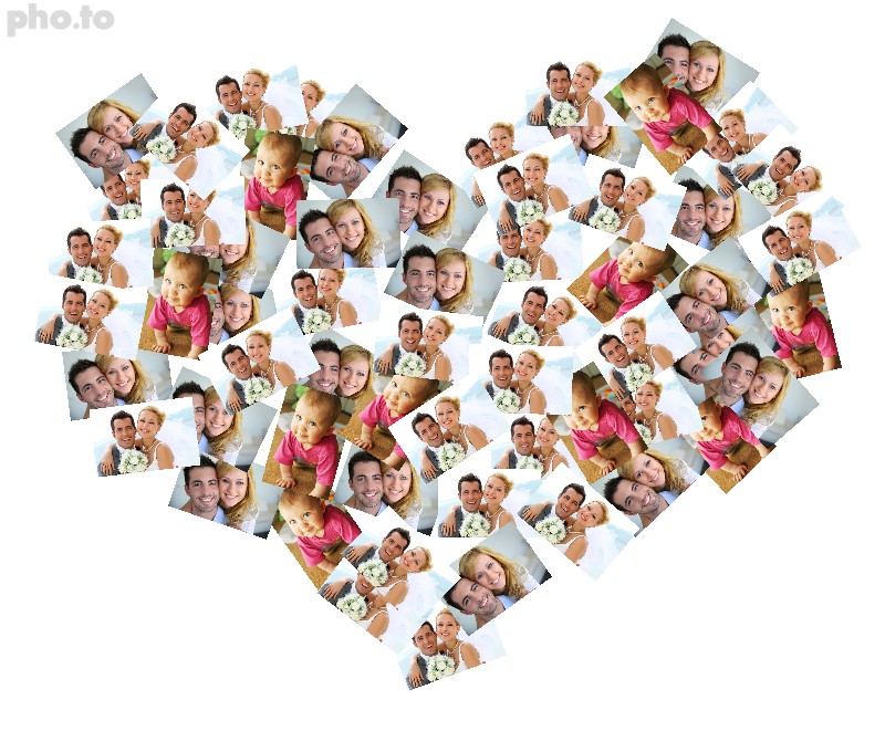 Make a beautiful heart shaped photo collage for St. Valentine's day for free