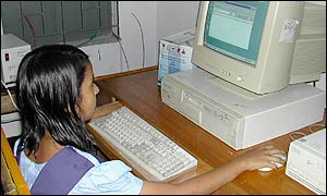 Shahsana using computer in Bangladesh