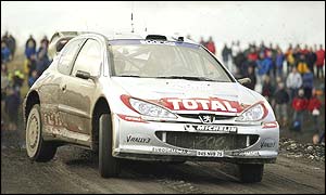 Rally car and crowd