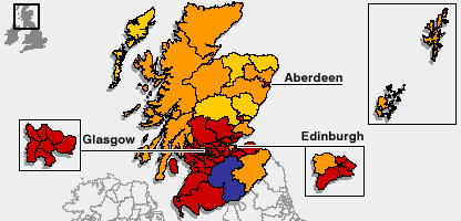 A map of Scotland showing its political make up.