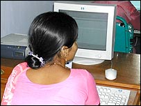 Woman browsing the web in Bangladesh