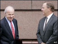 Ken Lay (left) and Jeffrey Skilling at a pre-trial hearing in December