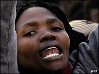 South African woman protesting