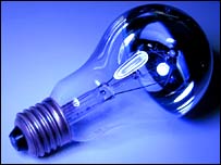 Incandescent light bulb.  Image: BBC