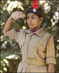 Rubiya in NCC cadet uniform