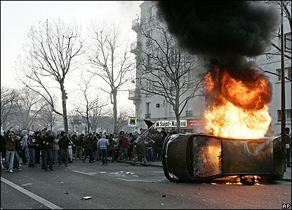 Burning car in Paris