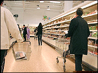 Shoppers in supermarket