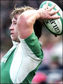 Jerry Flannery in action at the line-out for Ireland