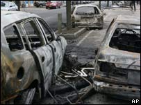 Burned cars in Copenhagen