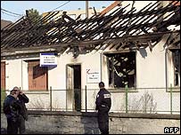 Burned police station in Villiers-le-Bel