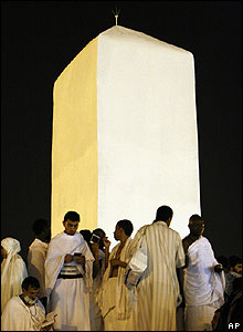 Pillar at the top of Mount Arafat