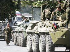 Russian troops in the South Ossetian capital, Tskhinvali