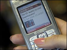 News website on a mobile phone