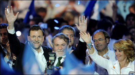 Spanish opposition Popular Party leaders celebrate victory