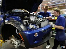 Workers in car plant