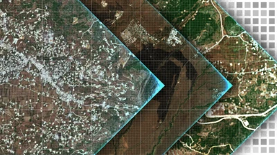 A graphic showing damaged areas of land