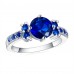 7.33 CARAT Blue Lab-Created Sapphire Rhodium Plated Tri-Set