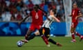 Canada v Germany: Women's Football Quarterfinal - Olympic Games Paris 2024: Day 8<br>MARSEILLE, FRANCE - AUGUST 3: Marina Hegering of Germany (R) fights for the ball with Simi Awujo of Canada (L) during the Women's Quarterfinal match between Canada and Germany during the Olympic Games Paris 2024 at Stade de Marseille on August 3, 2024 in Marseille, France. (Photo by Marcio Machado/Eurasia Sport Images/Getty Images)