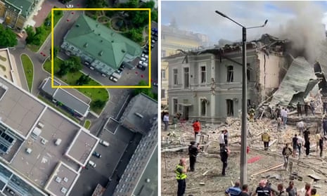 Before-and-after visuals show damage to Ukraine’s biggest children’s hospital