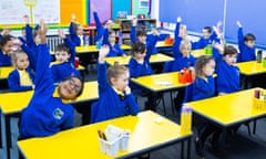 A class full of primary school children at their desks