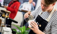 A barista prepares coffee during the London Coffee Festival 2019 at Old Truman Brewery on March 28, 2019 in London, England. (Photo by Tristan Fewings/Getty Images)