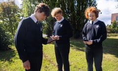 Year 11 pupils Eddie Sheppard, Arthur Hall and James Burns