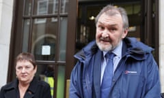 Kevin Courtney and Mary Bousted, joint general secretaries of the NEU, speaking to the media after an earlier meeting with the education secretary in January.