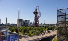 A view of the ArcelorMittal Orbit tower from Sadlers Wells East construction site in 2022.