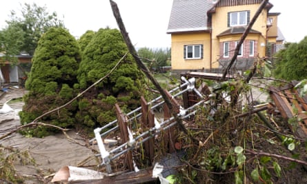 A house damaged by heavy rain and floods