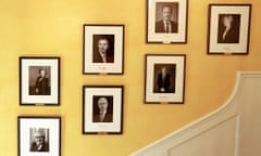 Portraits of former prime ministers on the No 10 staircase.