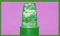 graphic illustration of a blender full of greens against a purple background