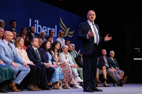 Ed Davey speaking at the Lib Dem conference.