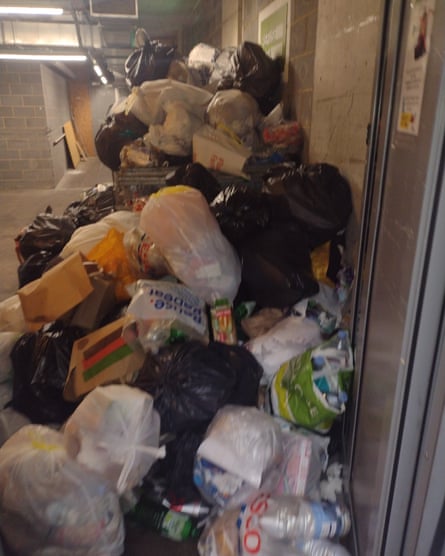 Uncleared rubbish at a student hall of residence.