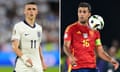 England's Phil Foden and Rodri of Spain