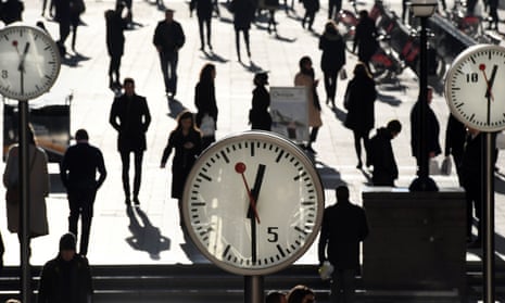 Office workers at Canary Wharf in London