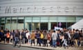 A crowd outside the students' union at Manchester University freshers week