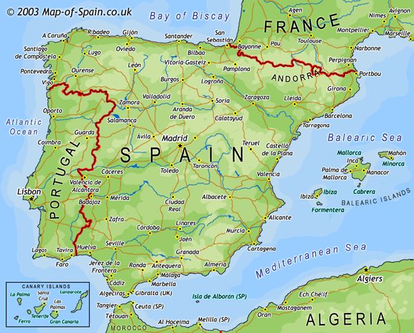 france spain map