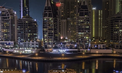 Dubai skyline at night