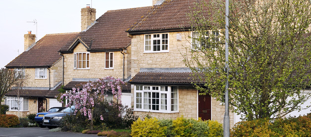 a house with trees and bushes