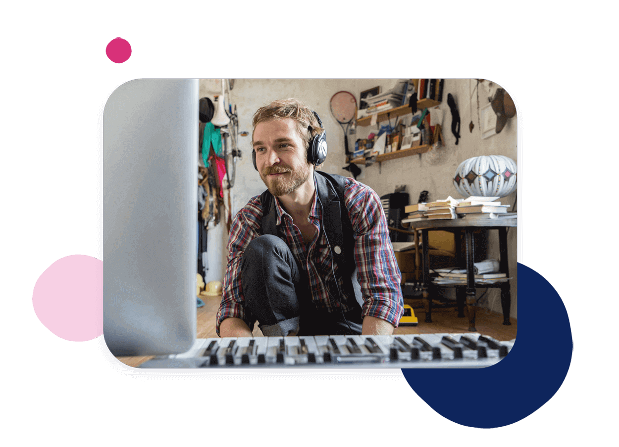 DJ using a keyboard and a computer.