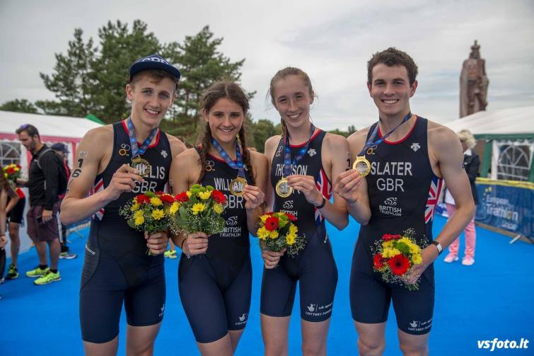 Abbie (second left) with her team mates and medals