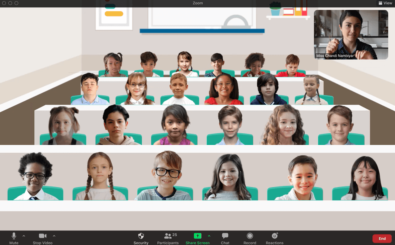 Children in virtual classroom